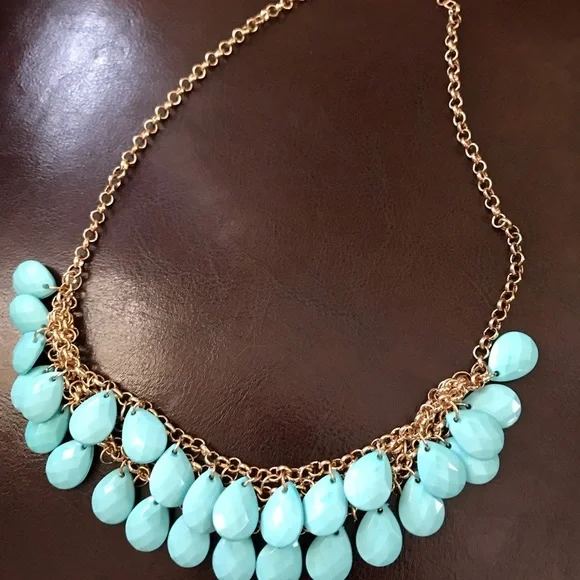 π·Turquoise and gold bib necklace - Picture 1 of 6